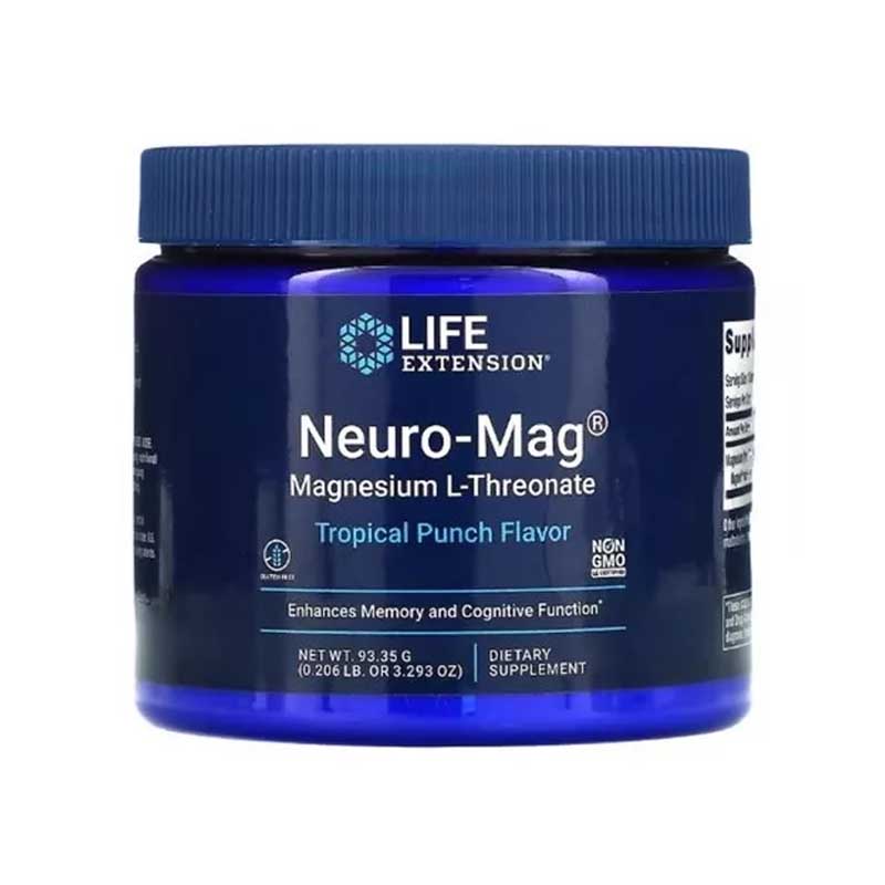 Neuro-Mag Magnesio L Treonato 2000mg Life Extension Polvo Sabor Tropical Punch Flavor