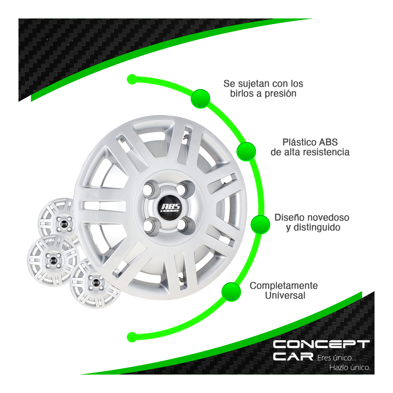 Juego 4 Tapones De Rin 13 Pulgadas Abs Pointer Gris 4 Birlos