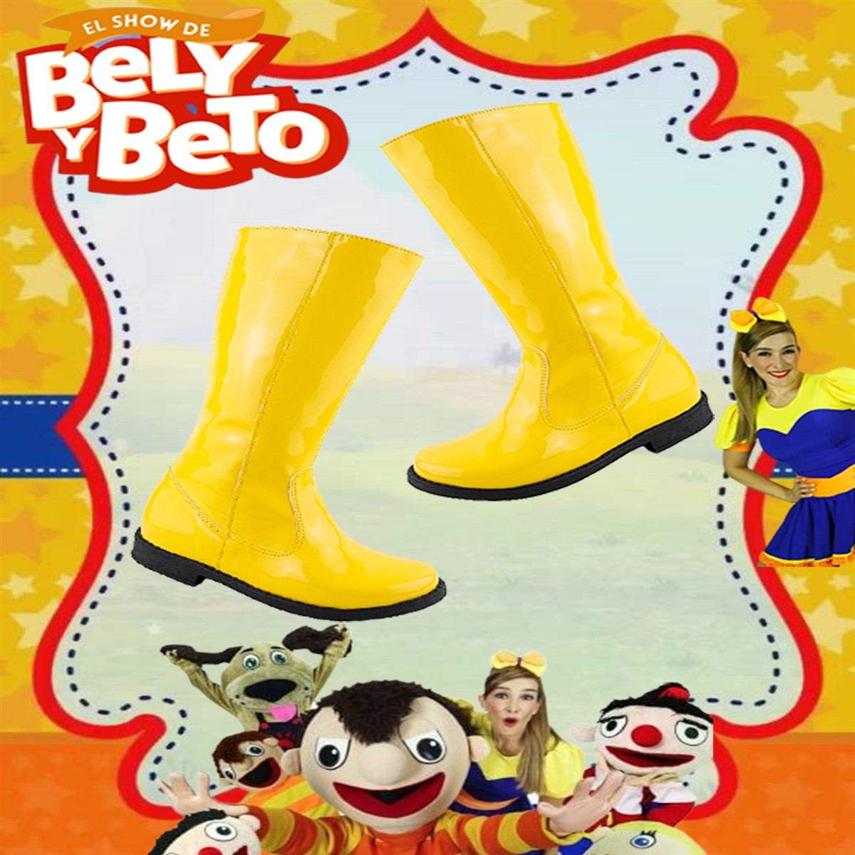 Bota Niña Bely Y Beto Cómodas Charol Amarillo Moda 8100-ca.