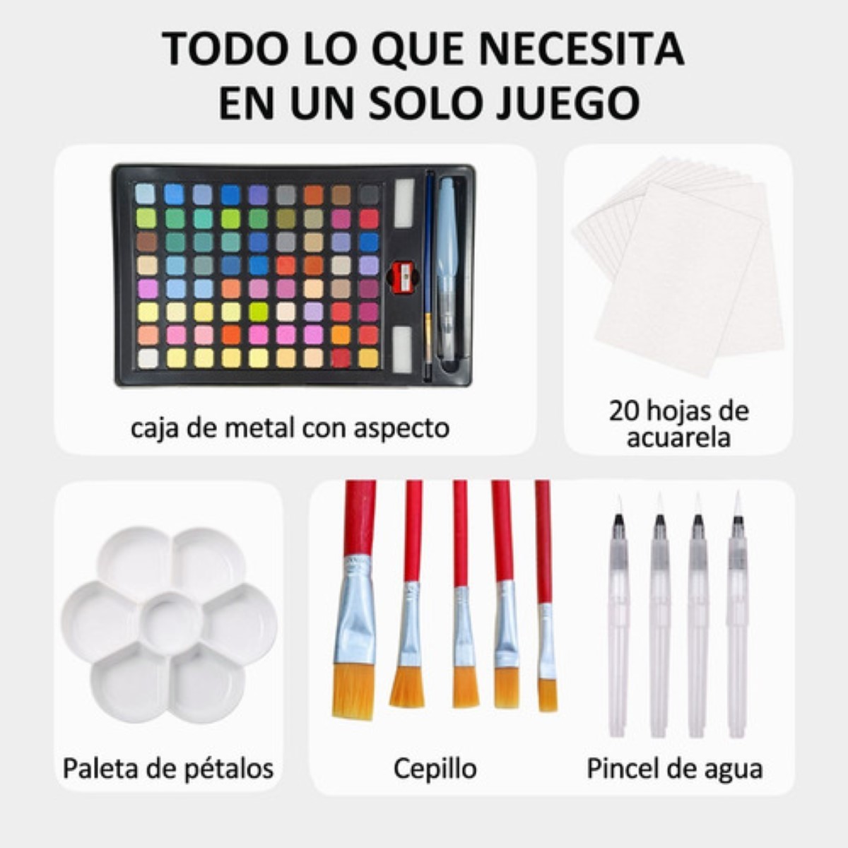 Juego de pintura de acuarela, 50 colores con pinceles, paleta de acuarela,  esponjas, kit de acuarelas de viaje para adultos, niños y principiantes