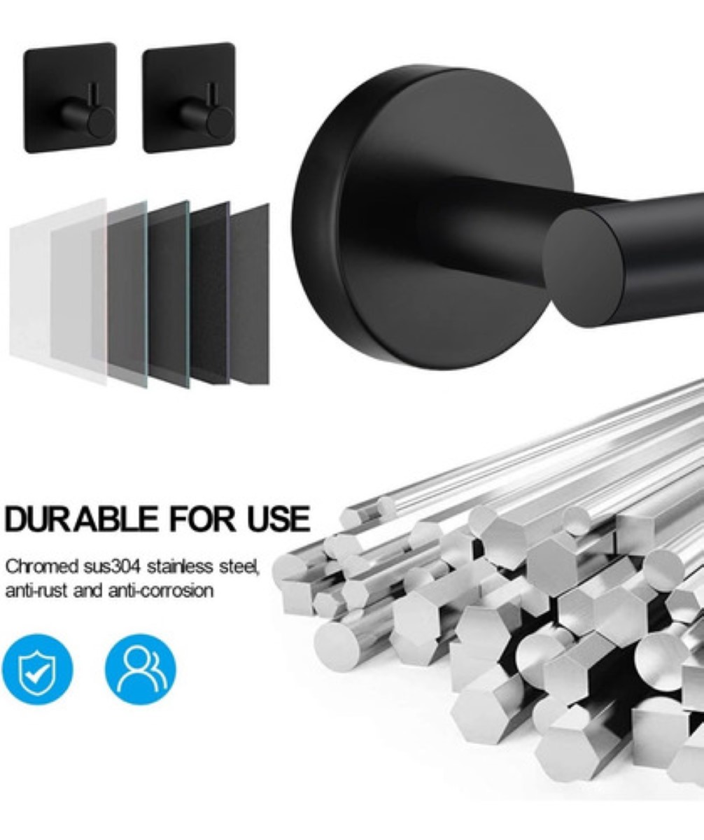 Juego Sets De Accesorios Para Baño Acero Inoxidable 10 Pz Negro