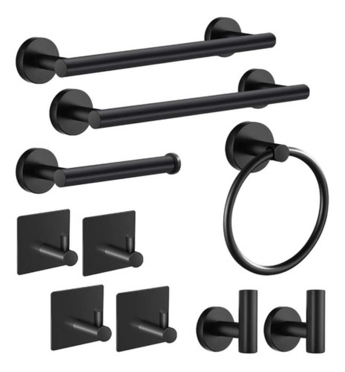 Juego Sets De Accesorios Para Baño Acero Inoxidable 10 Pz Negro