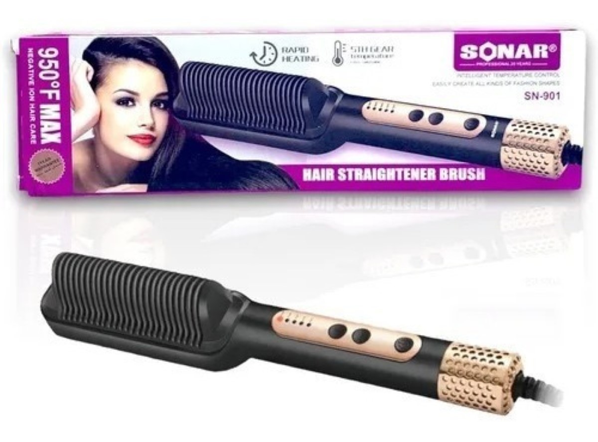 Cepillo Alaciador Eléctrico Para Cabello Negro