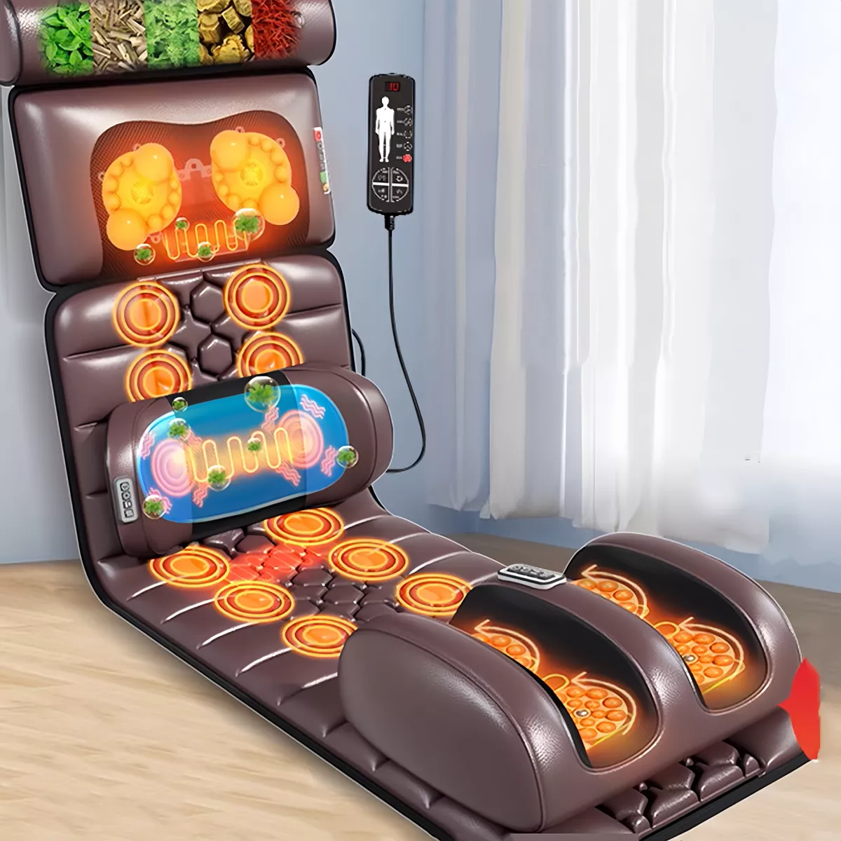 Alfombrilla De Masaje Con Almohadillas Calefactoras Y Masaje