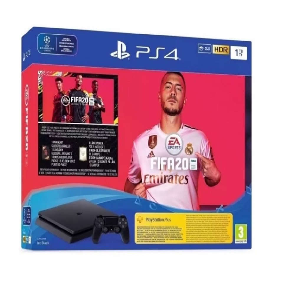 Sony Playstation 4 slim 1 TB, FiFa 20 bundle negro azabache 