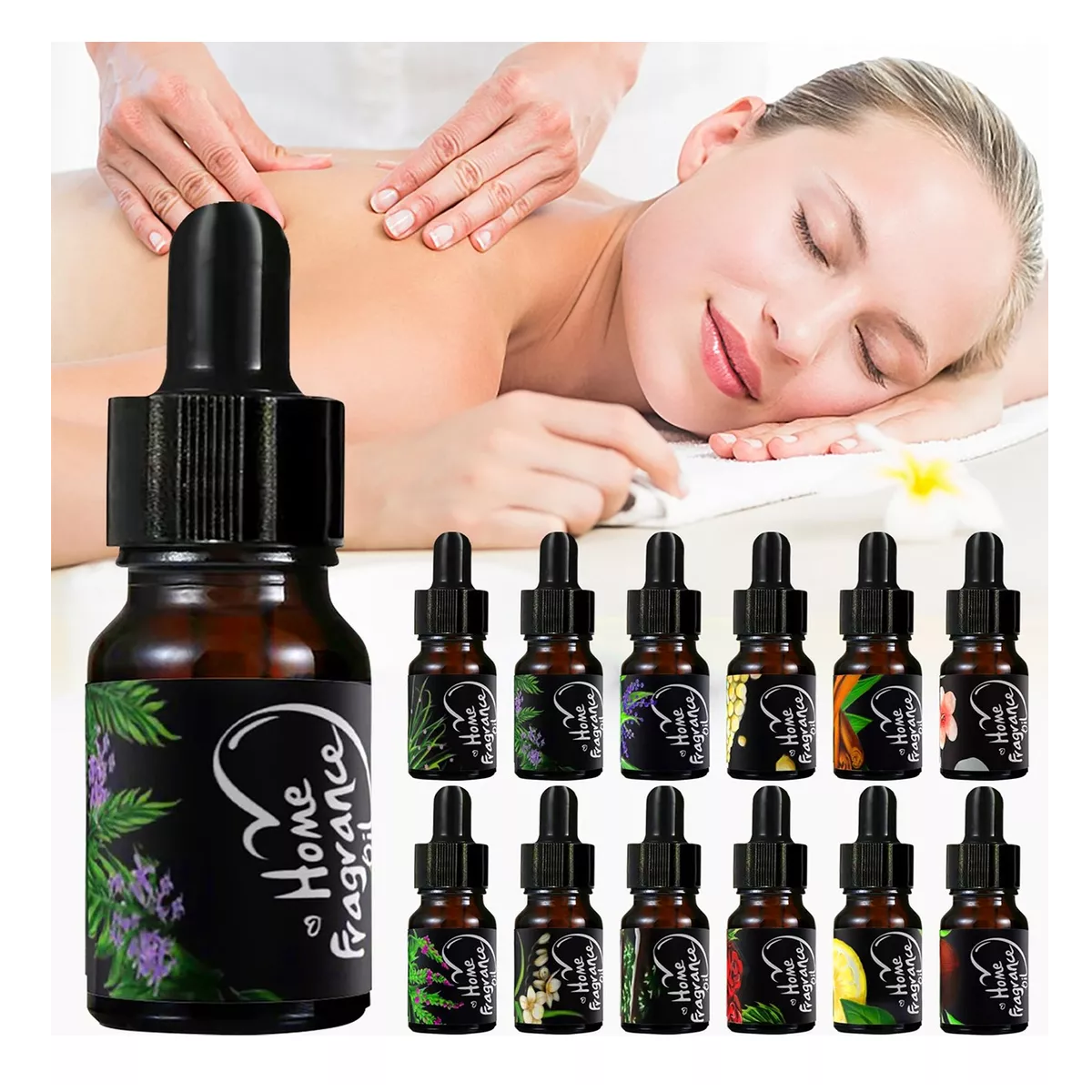 Kit De 12 Aceites Esenciales 100% Natural Para Difusor Y Spa