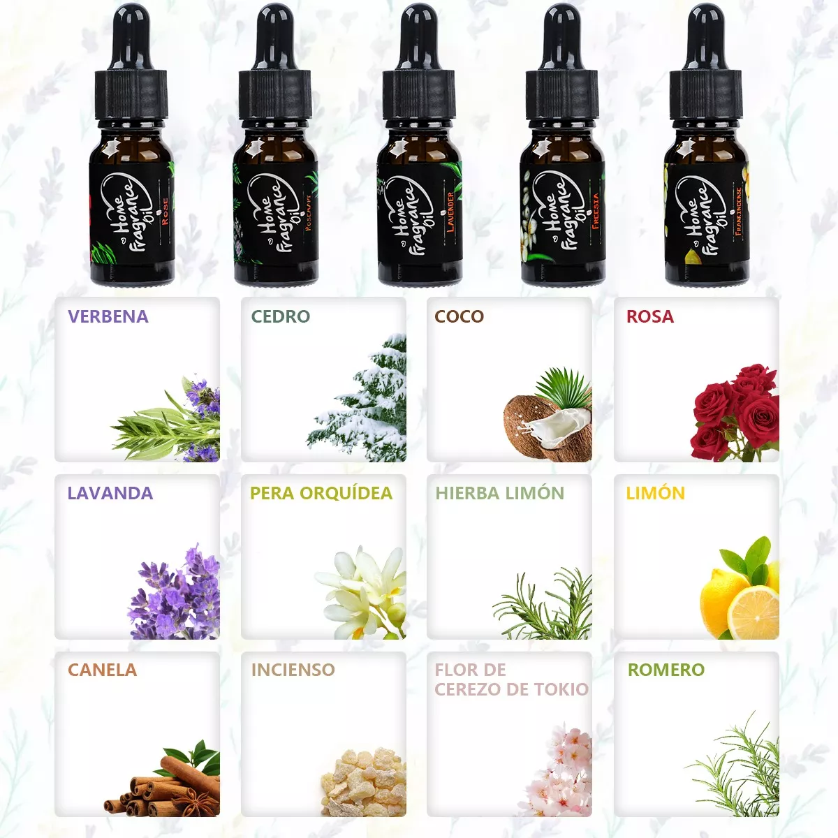 12 Mini Aceites Esenciales de 3ml para Difusor de Aromas y