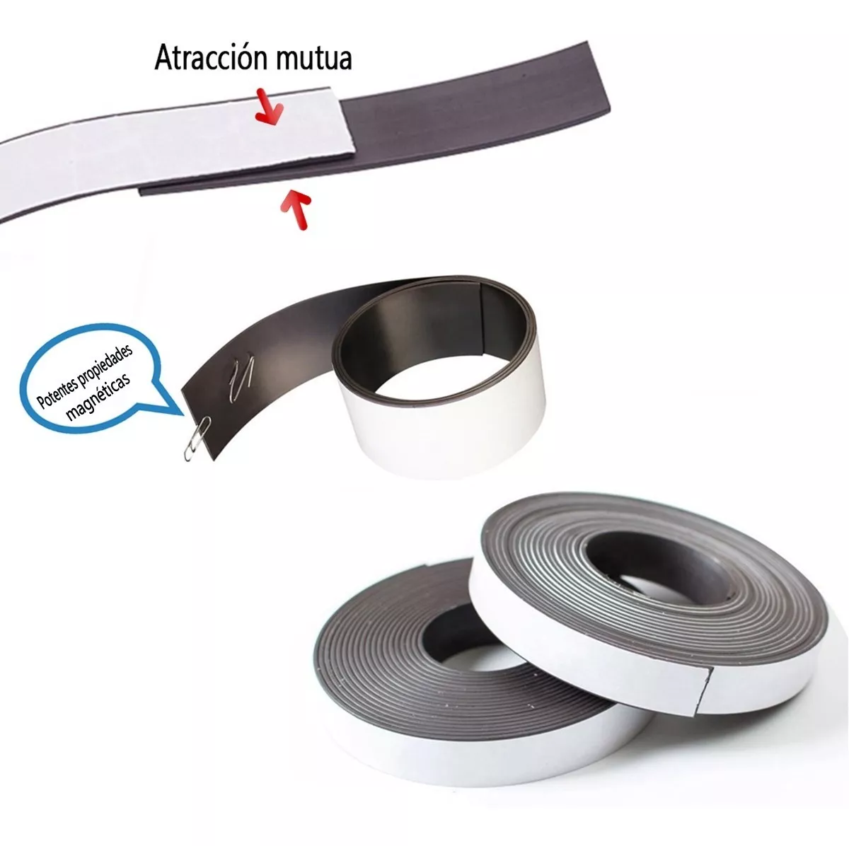 Imán Flexible Con Adhesivo En Rollo 10 Metros Magnetico