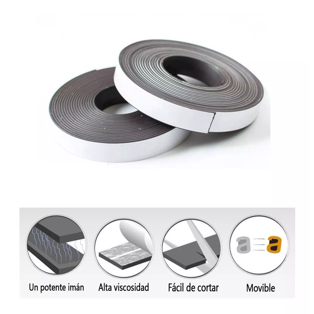 Imán Flexible Con Adhesivo En Rollo 10 Metros Magnetico