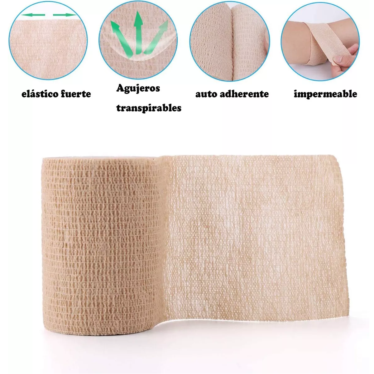 Set Venda Elástica Autoadherible De 5 Cm X 4.5 M, 24 Piezas Piel
