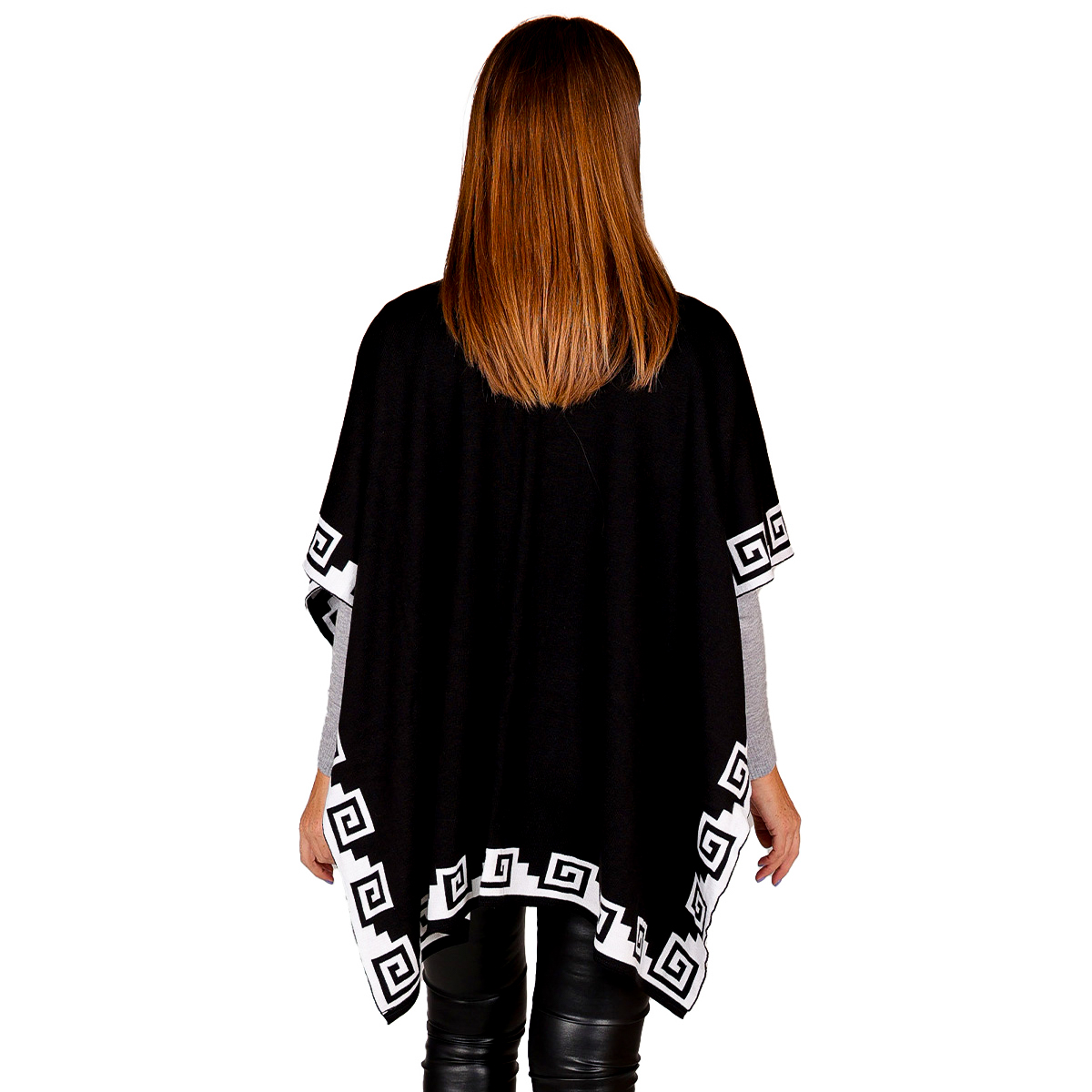 Capa Poncho Tejido De Punto Para Mujer *13 - Negro