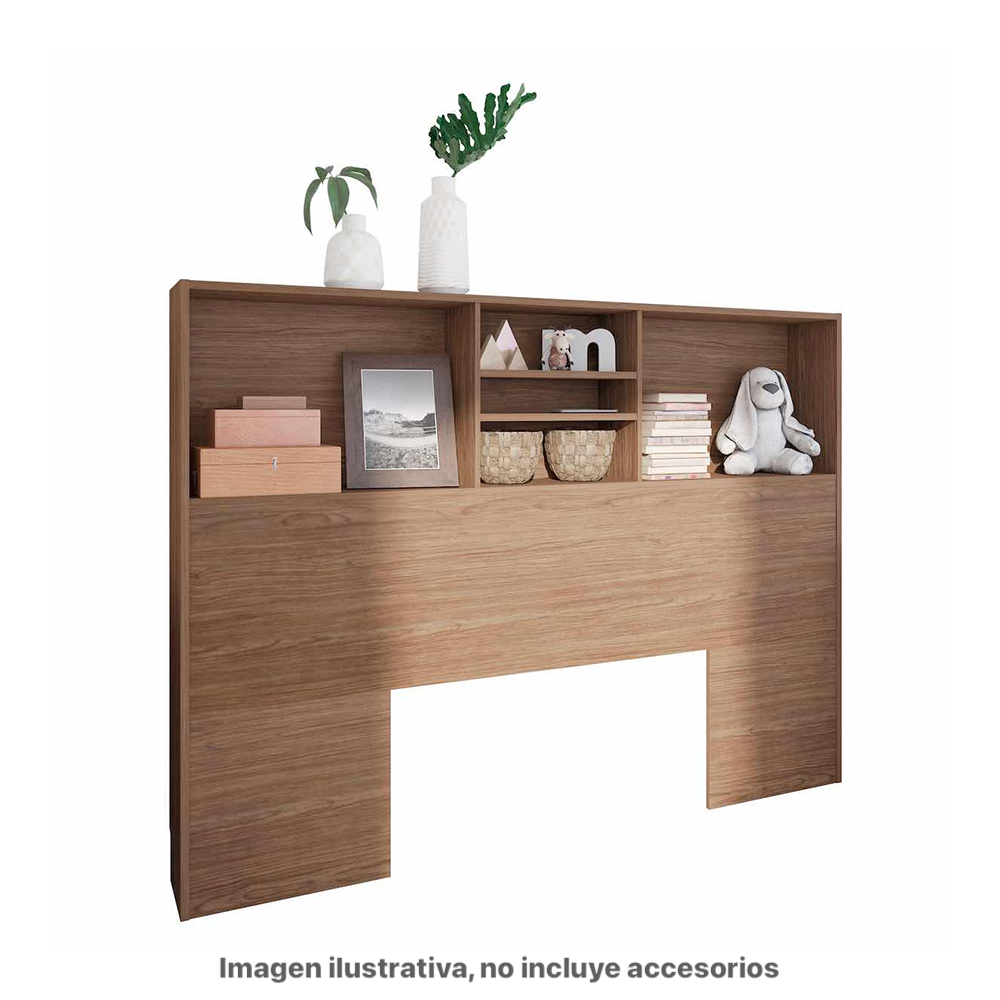 Librero Cabecera Queen Playcon Color Nogal