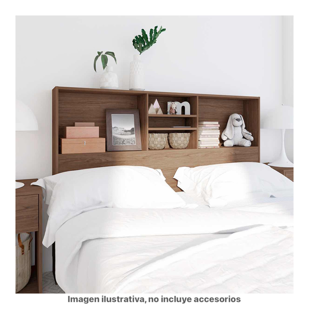 Librero Cabecera Queen Playcon Color Nogal