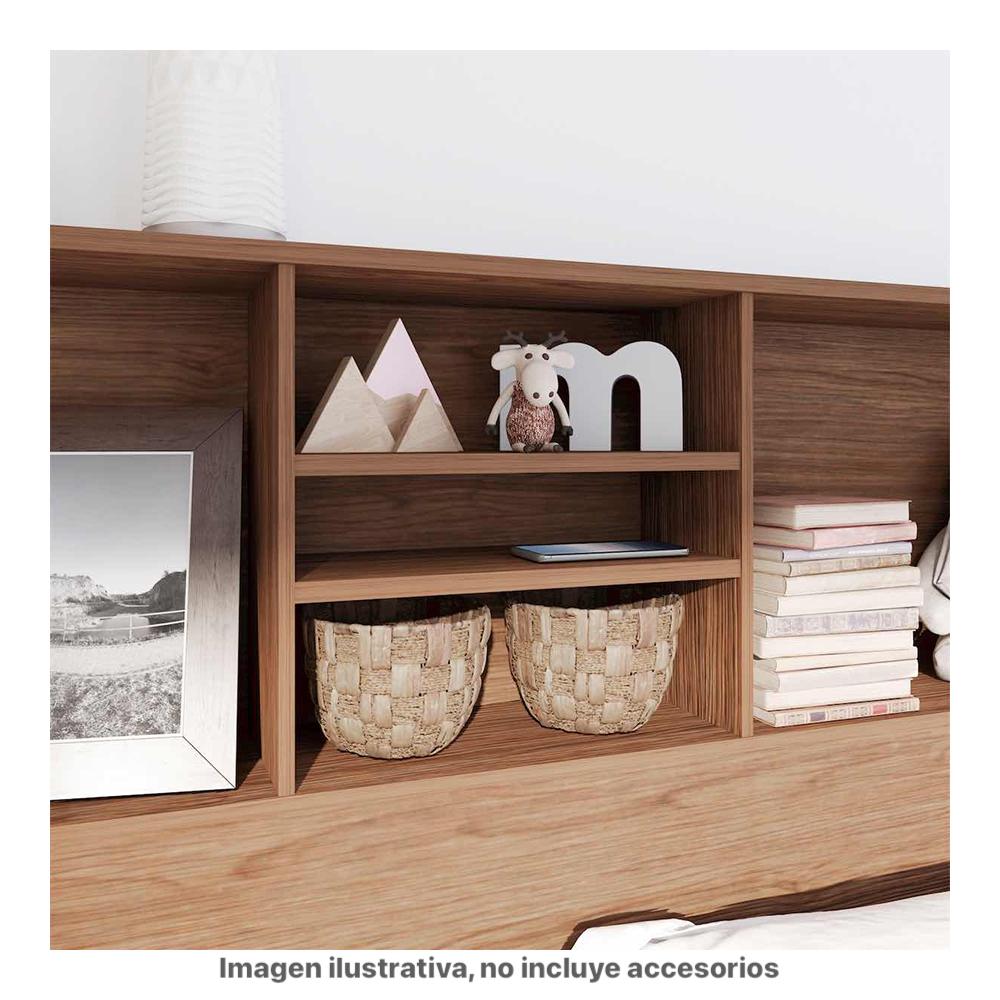 Librero Cabecera Queen Playcon Color Nogal
