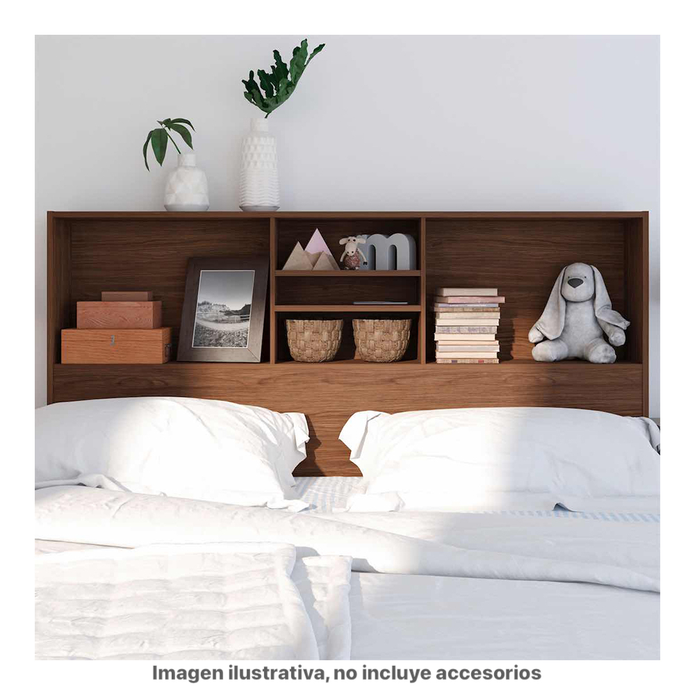 Librero Cabecera Queen Playcon Color Nogal