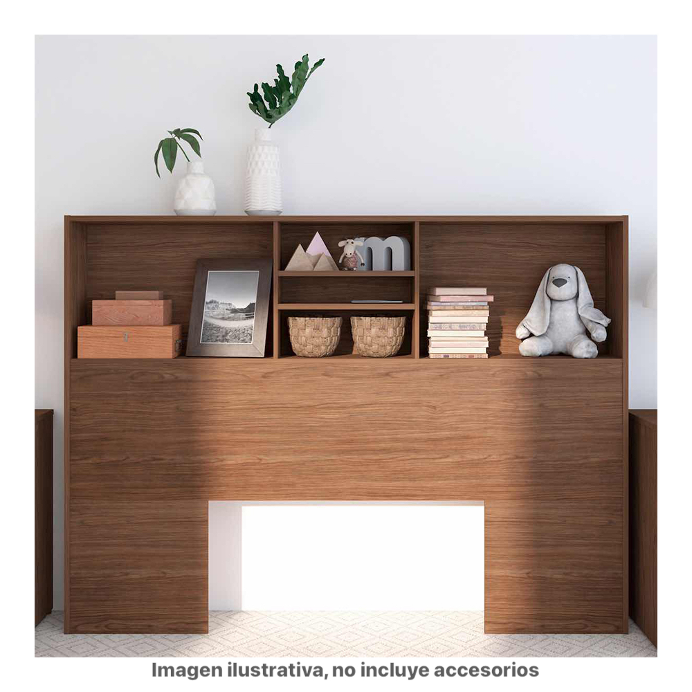 Librero Cabecera Queen Playcon Color Nogal
