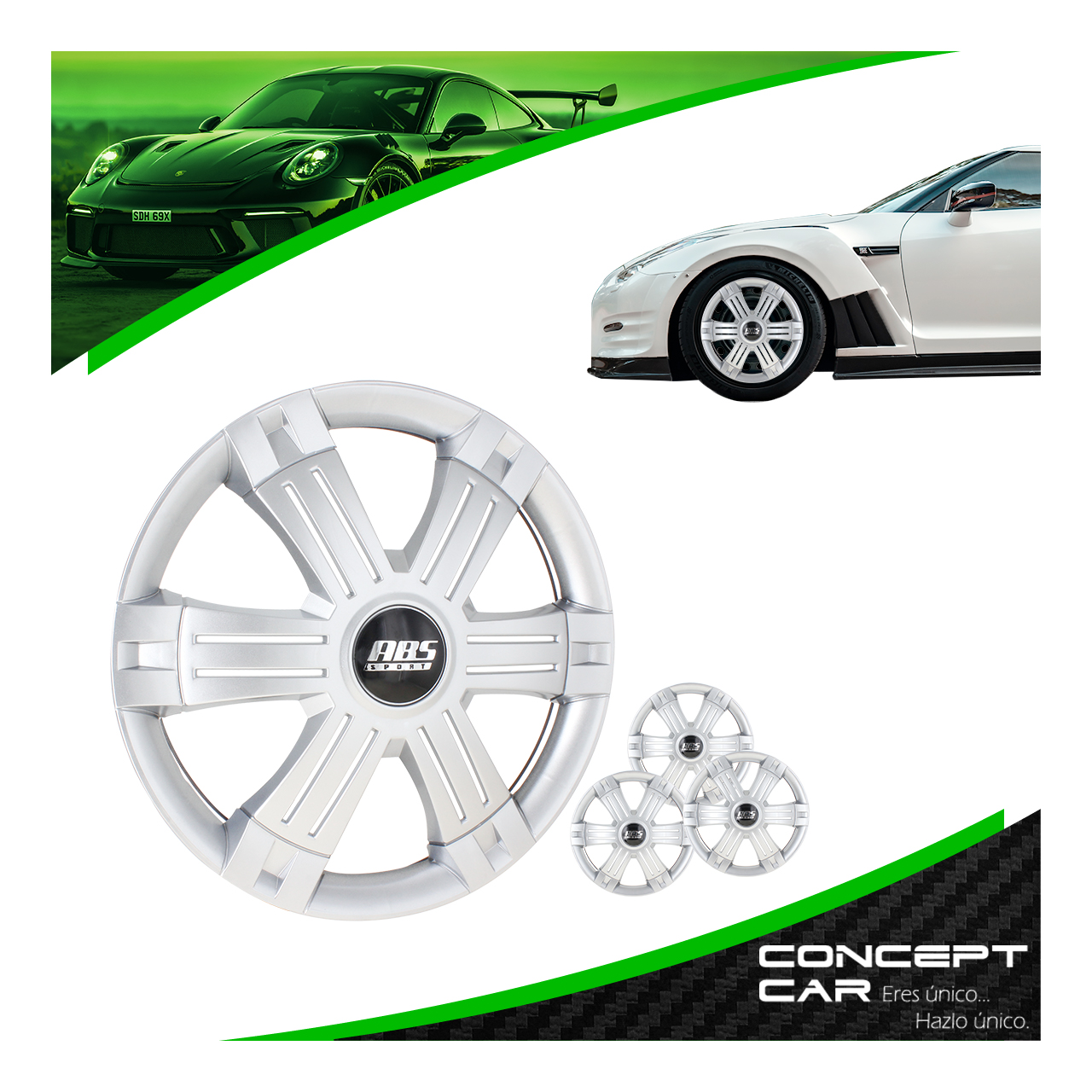 Juego 4 Tapones De Rin 14 Pulgadas Abs 6 Brazos Triples Gris