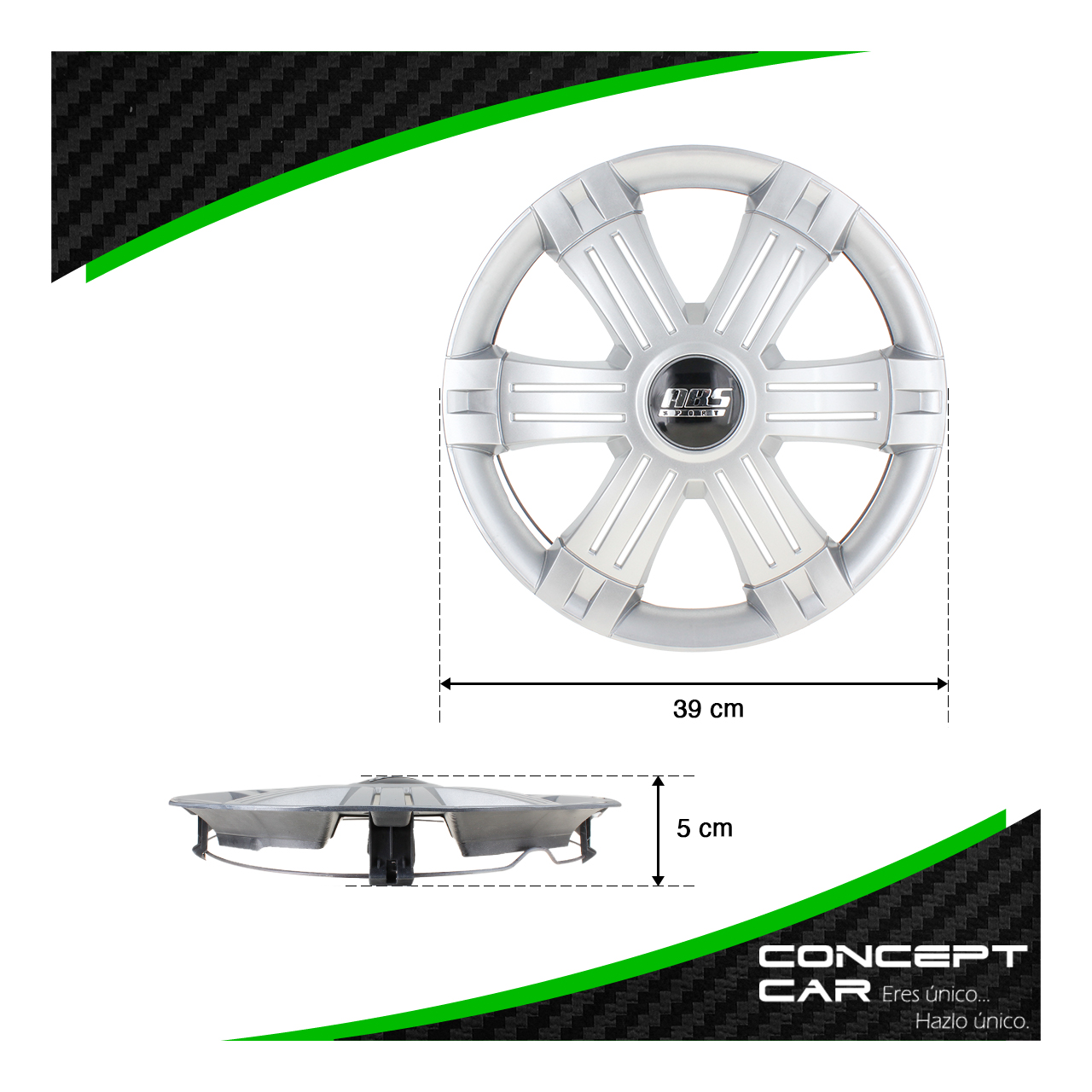 Juego 4 Tapones De Rin 14 Pulgadas Abs 6 Brazos Triples Gris