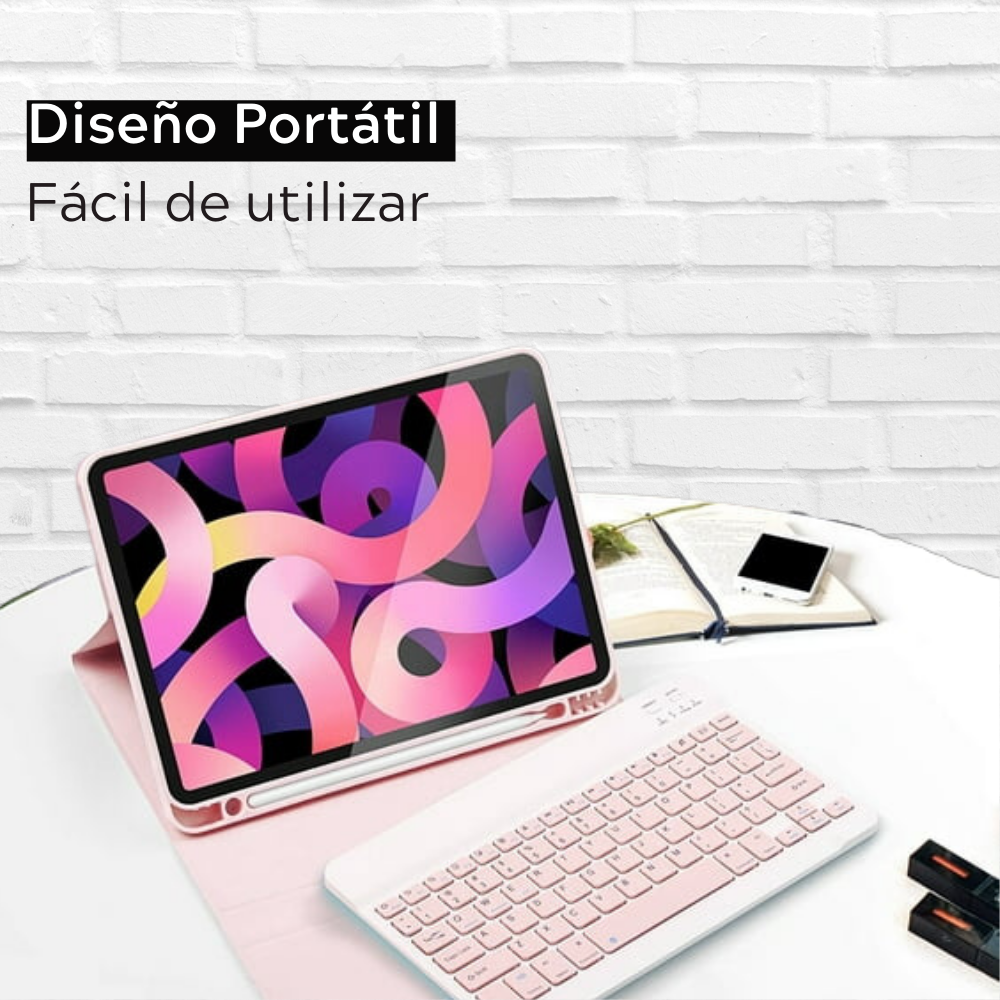 Funda para iPad 10.2 y 10.5 Gadgets and Fun con teclado inalámbrico color Rosa