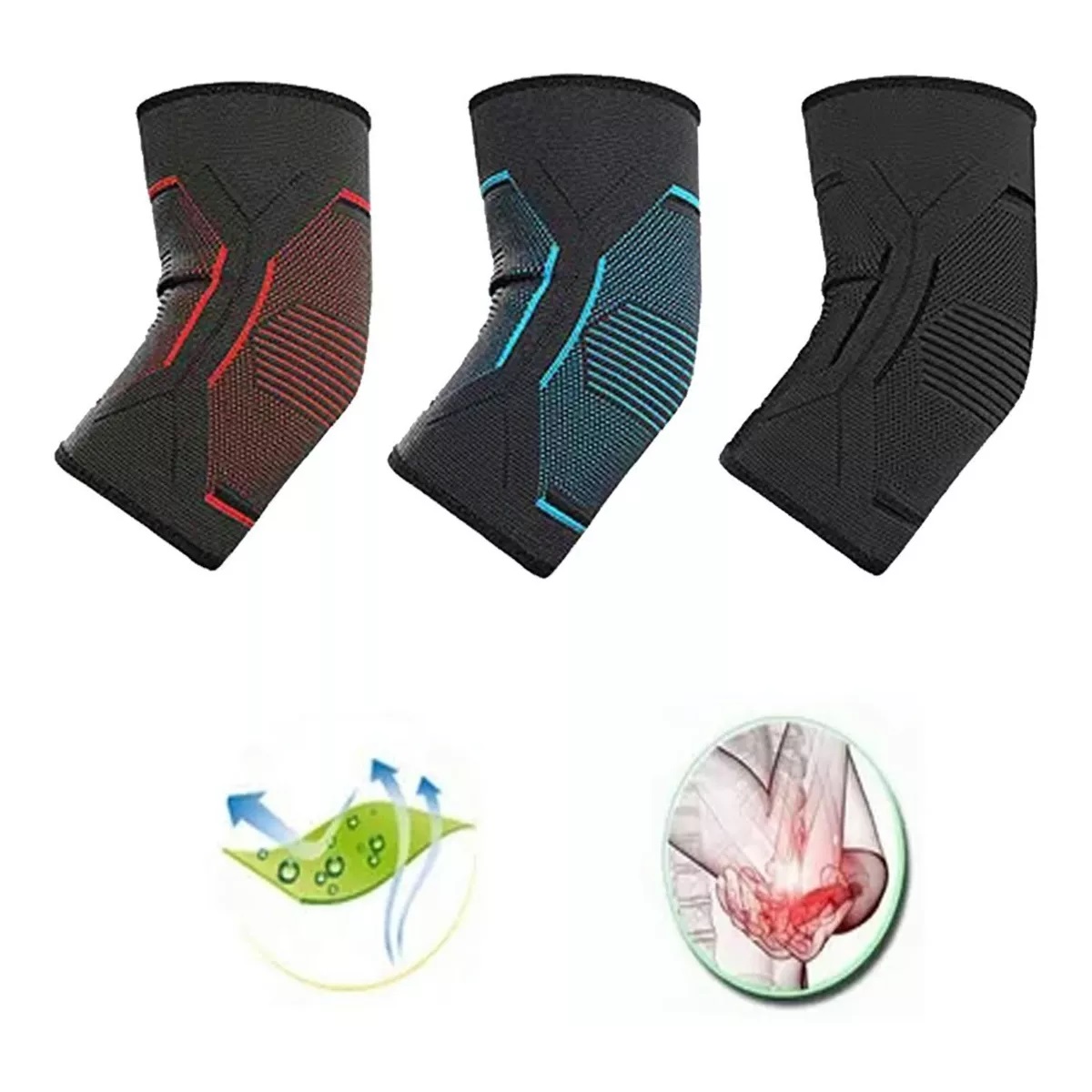 Par Coderas Elastica Compresión Deporte Proteccion Gym Pesas Negro L