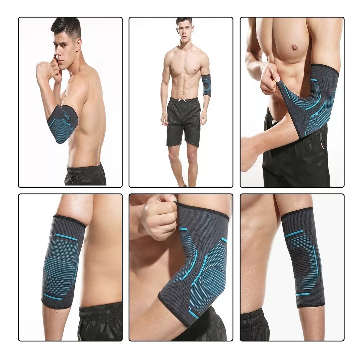 Par Coderas Elastica Compresión Deporte Proteccion Gym Pesas Negro L