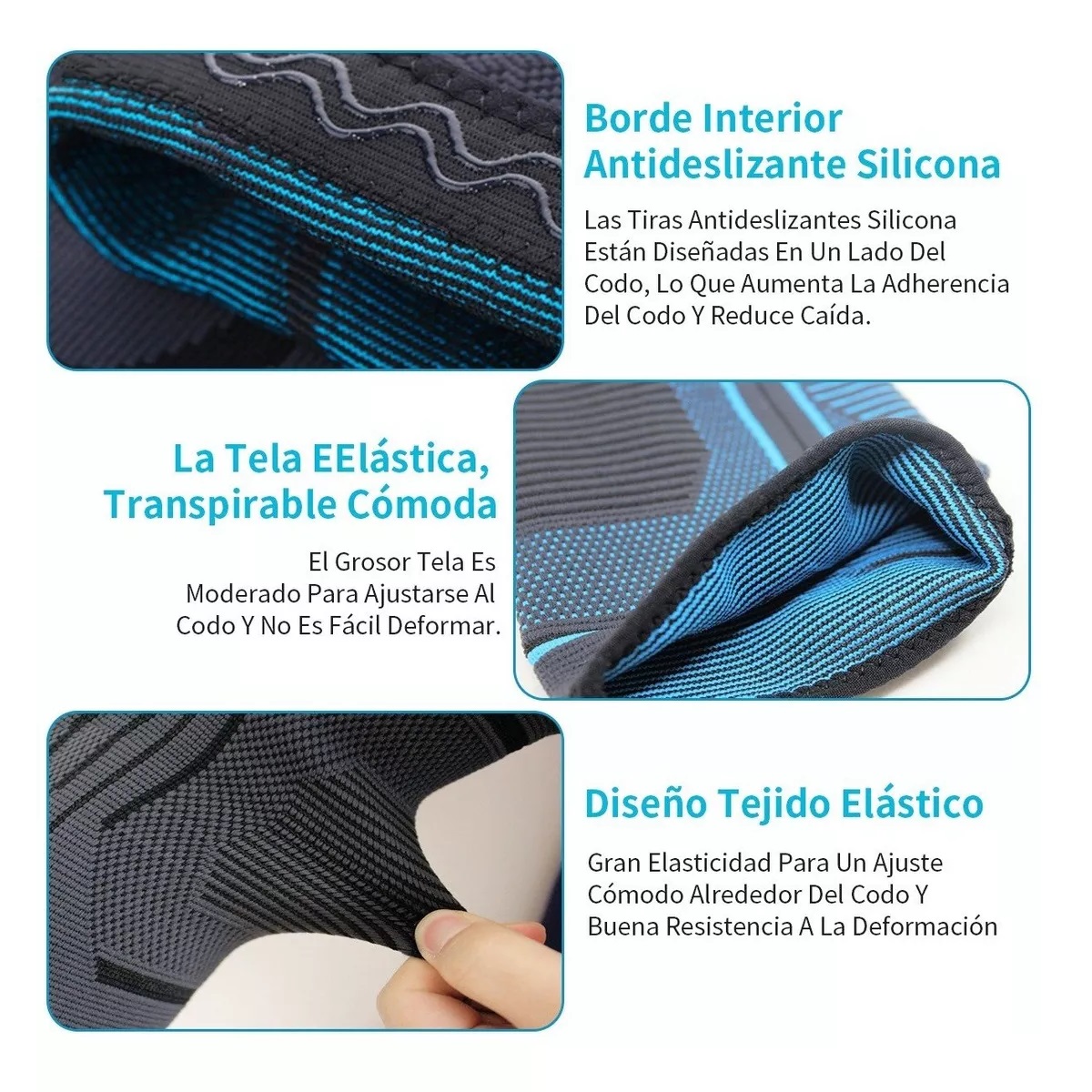 Par Coderas Elastica Compresión Deporte Proteccion Gym Pesas Negro L