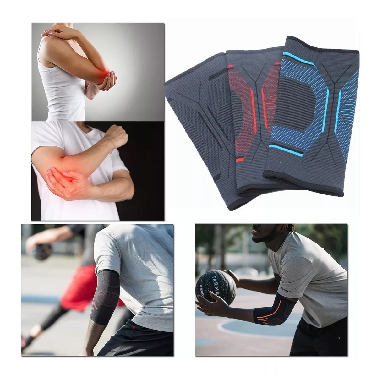 Par Coderas Elastica Compresión Deporte Proteccion Gym Pesas Negro L