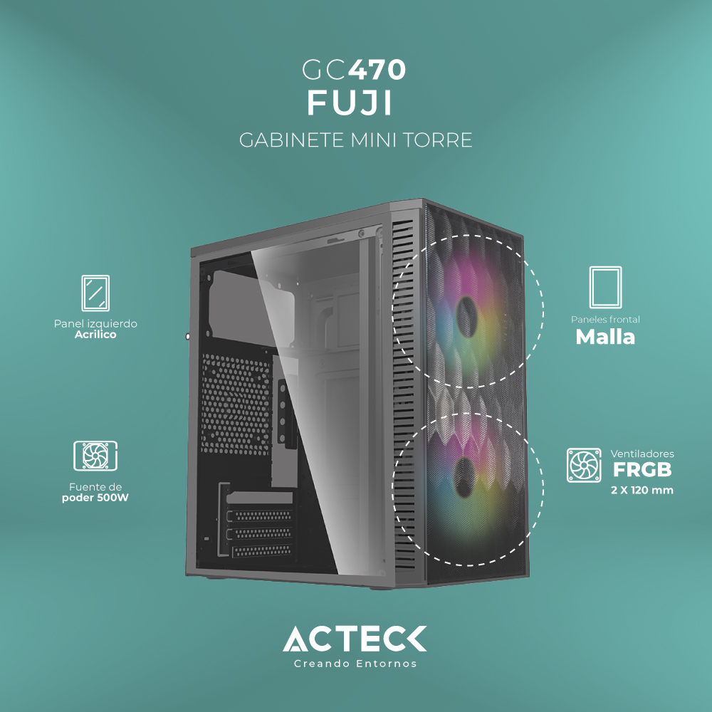 Gabinete Mini Torre Fuji GC470 M-atx 500w Usb 3.0, 2xfan