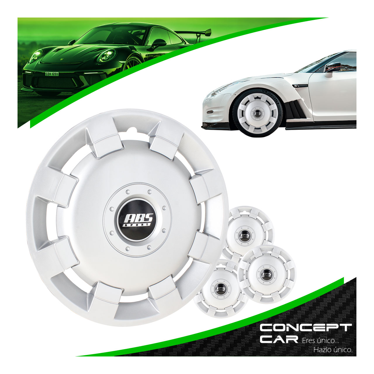 Juego 4 Tapones De Rin 13 Pulgadas Abs Tipo Vw Golf A2 Gris