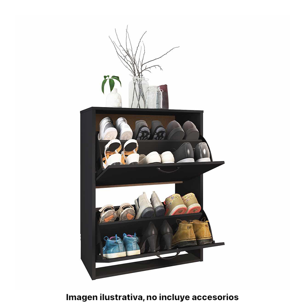 Zapatera Organizador 12 Pares Playcon  Color Negro Liso