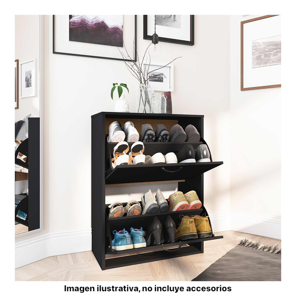 Zapatera Organizador 12 Pares Playcon  Color Negro Liso