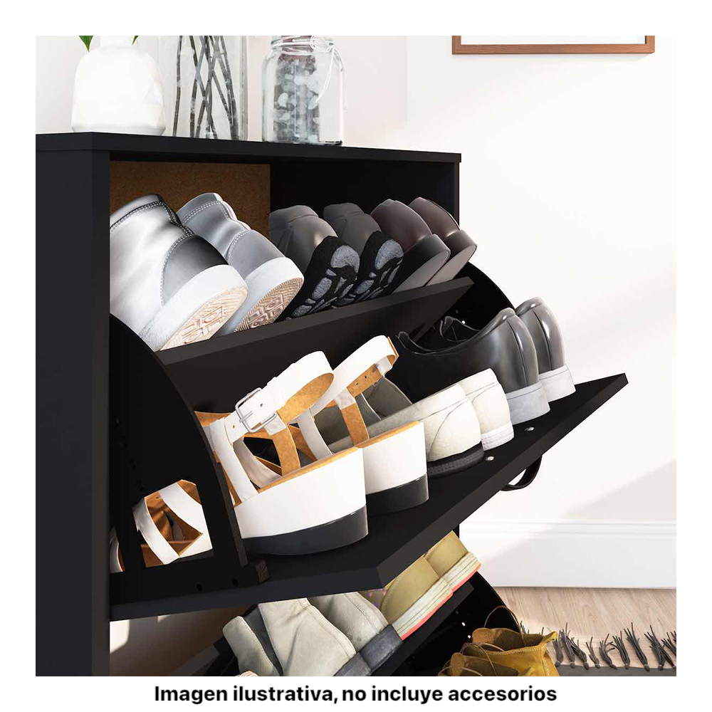 Zapatera Organizador 12 Pares Playcon  Color Negro Liso