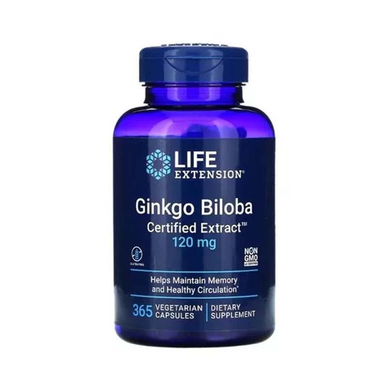 Ginkgo Biloba 120 Mg Life Extension 365 capsulas Ayuda Memoria y Reduce la Fatiga 