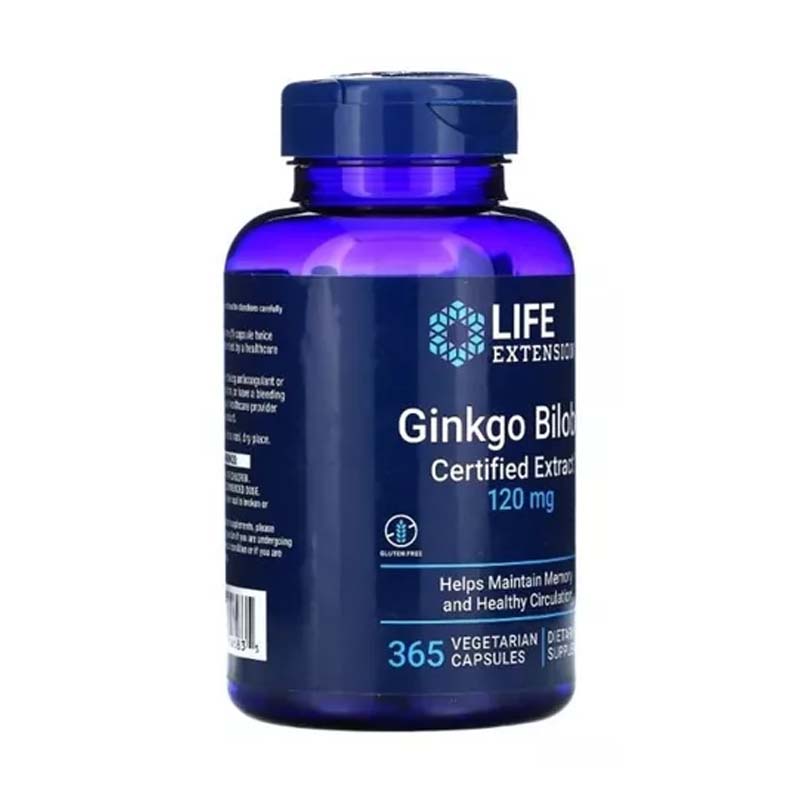 Ginkgo Biloba 120 Mg Life Extension 365 capsulas Ayuda Memoria y Reduce la Fatiga 