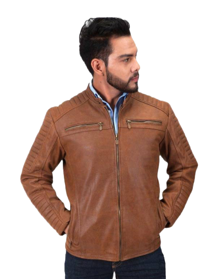 Chamarra de cuero Autentico casual dangelo oro para Caballero incluye regalo un llavero de piel