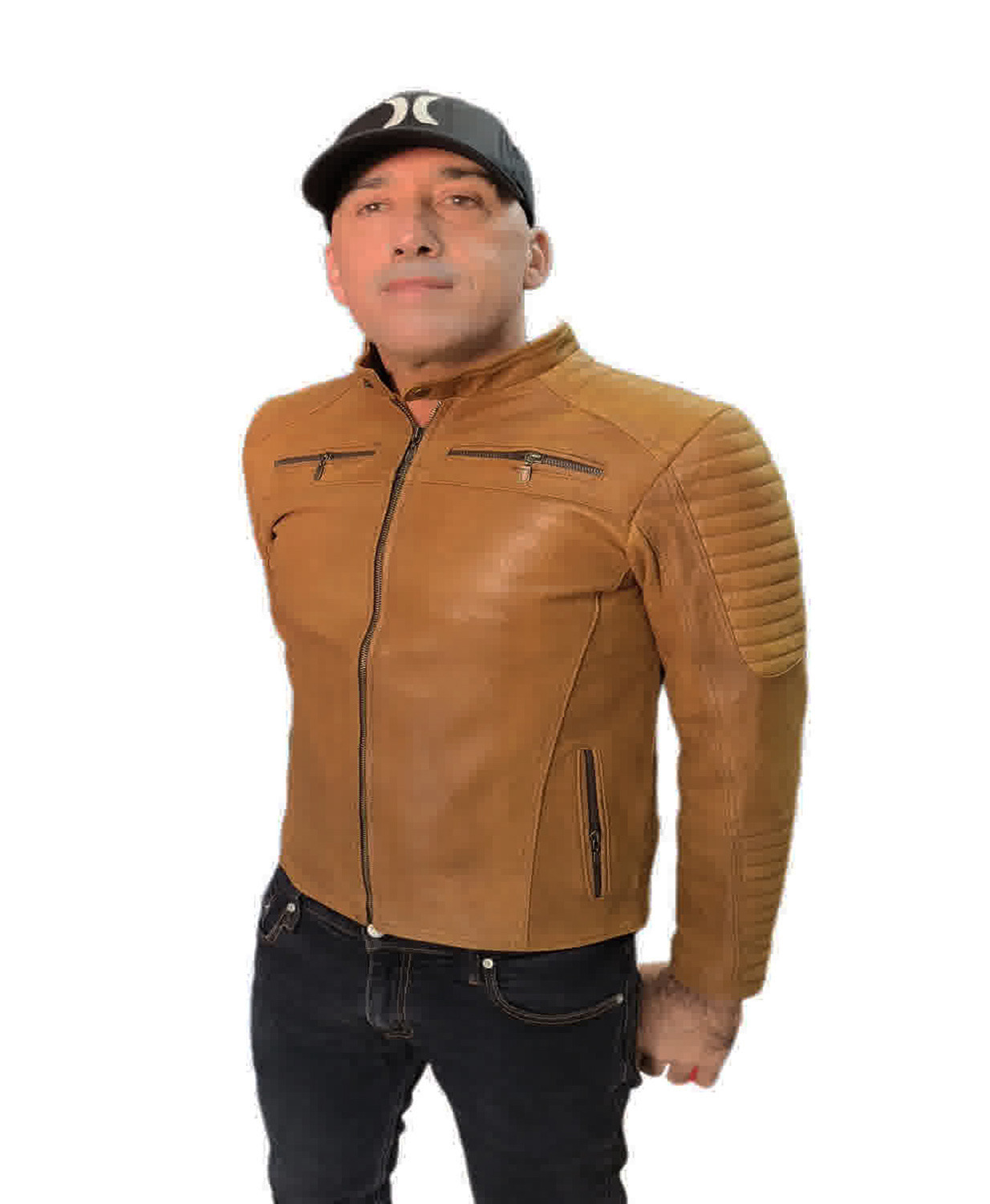 Chamarra de cuero Autentico casual dangelo oro para Caballero incluye regalo un llavero de piel