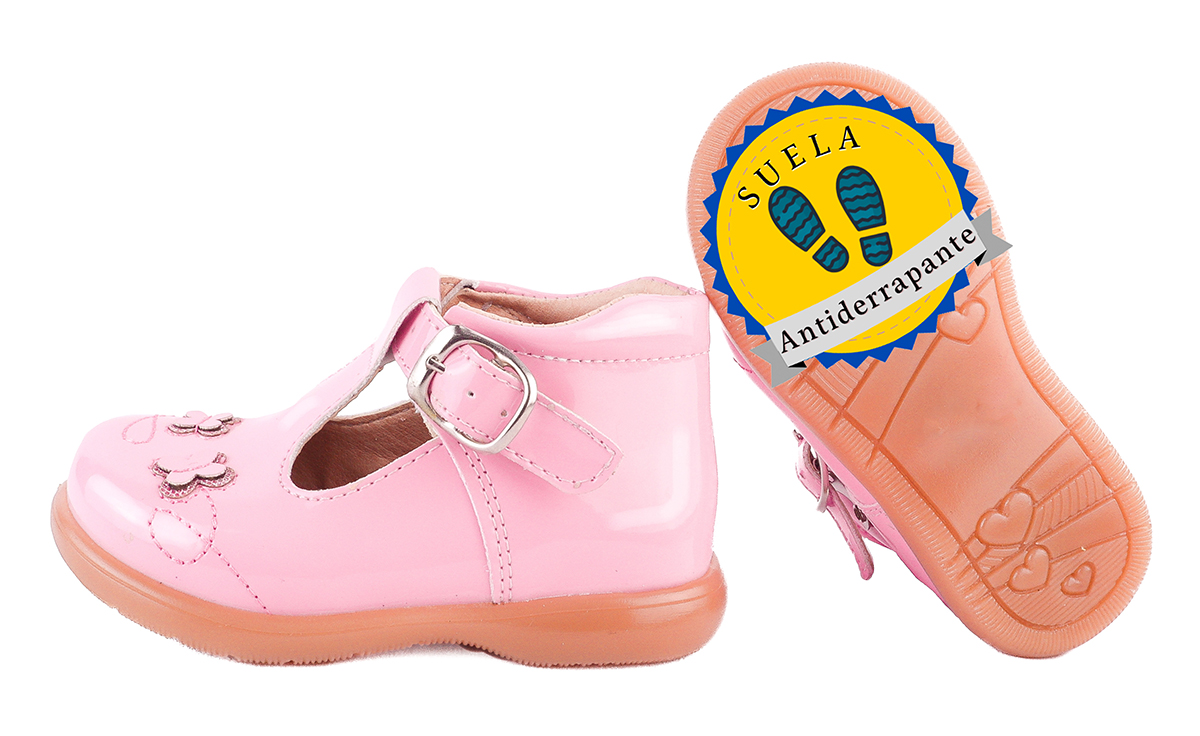Zapato Niña Arco Primeros Pasos Mariposa 202-460 Rosa Charol.