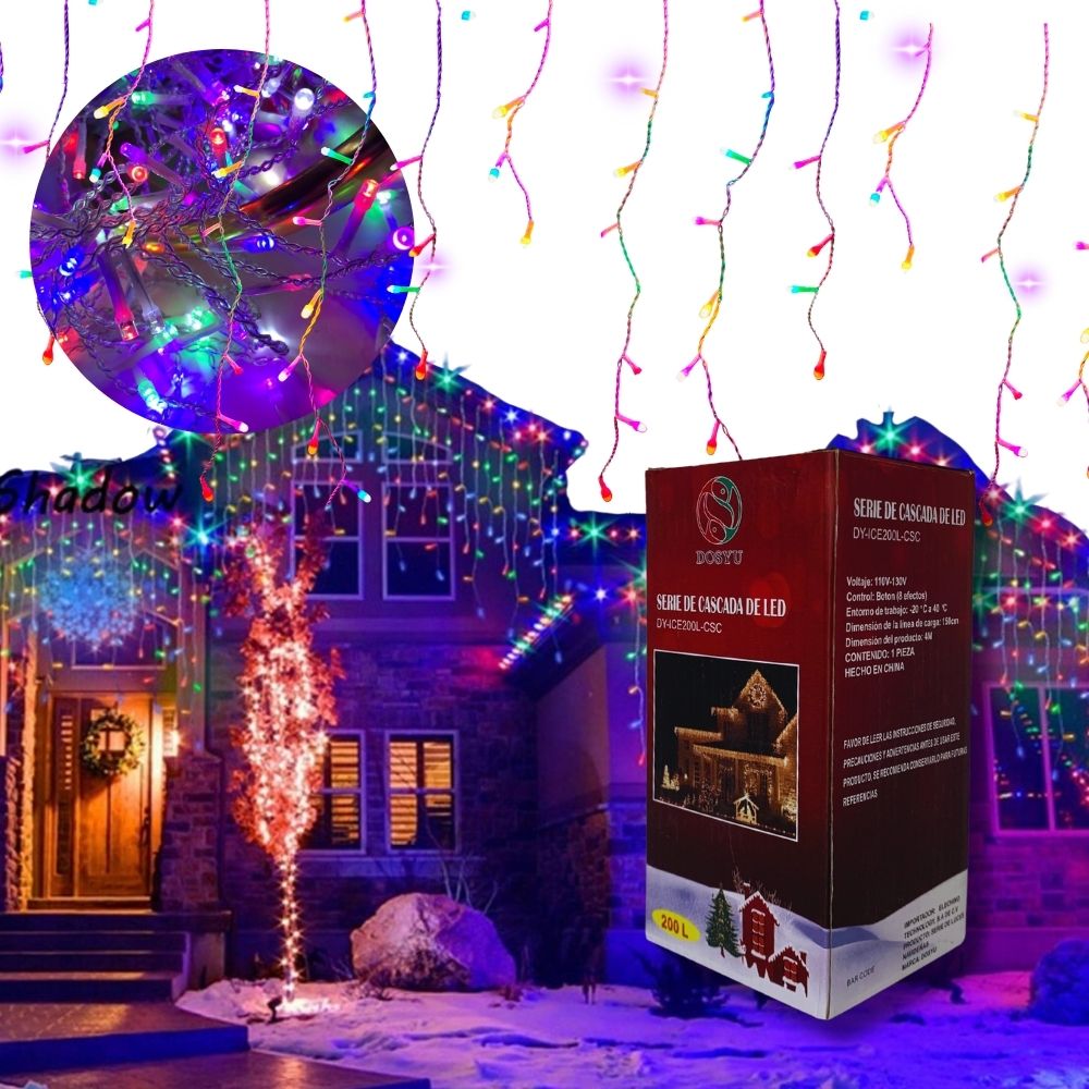 Cascada de Luces de Navidad 200 Leds Dosyu ICE200L RGB Multicolor 