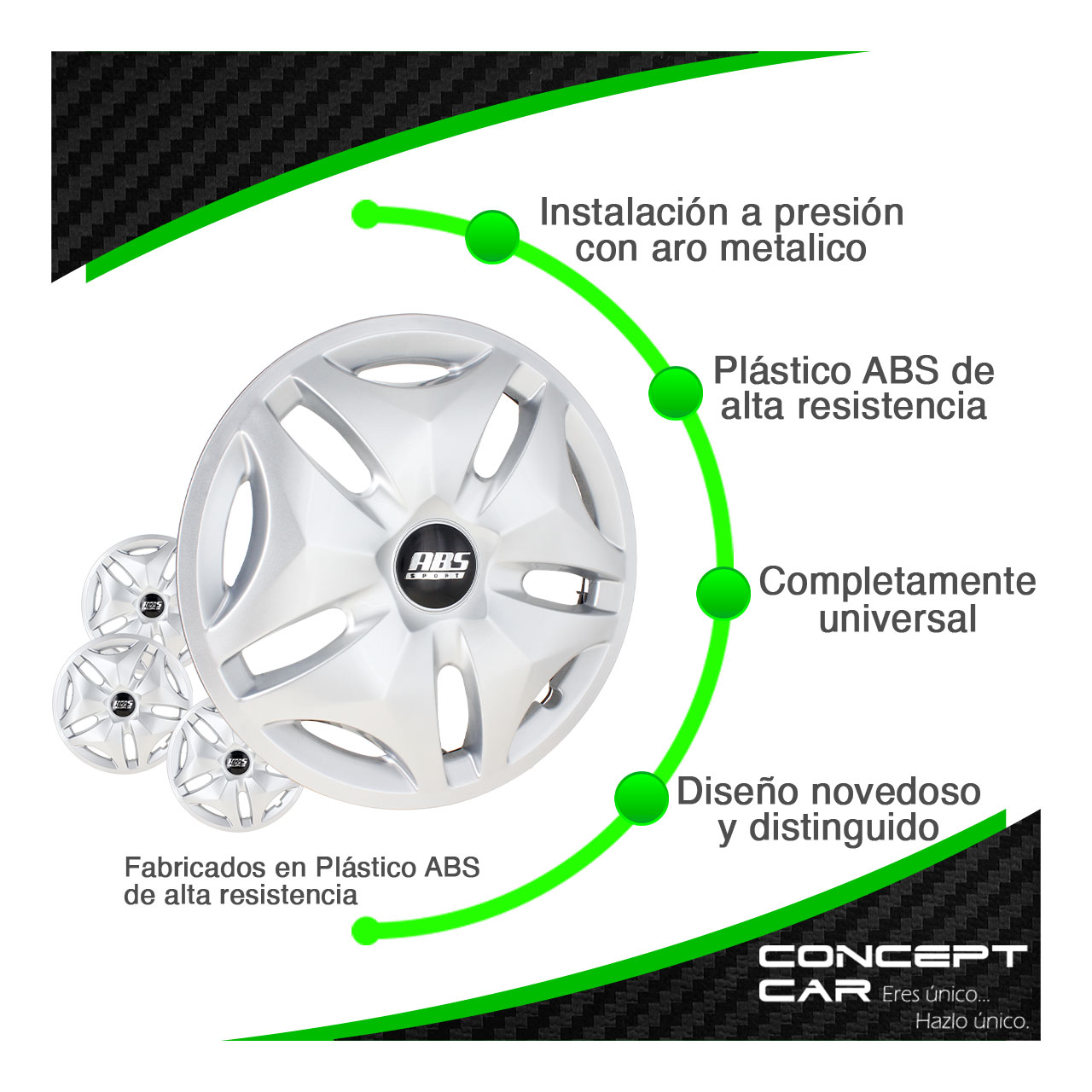 Juego 4 Tapones De Rin 14 Pulgadas Abs Clasico Universal