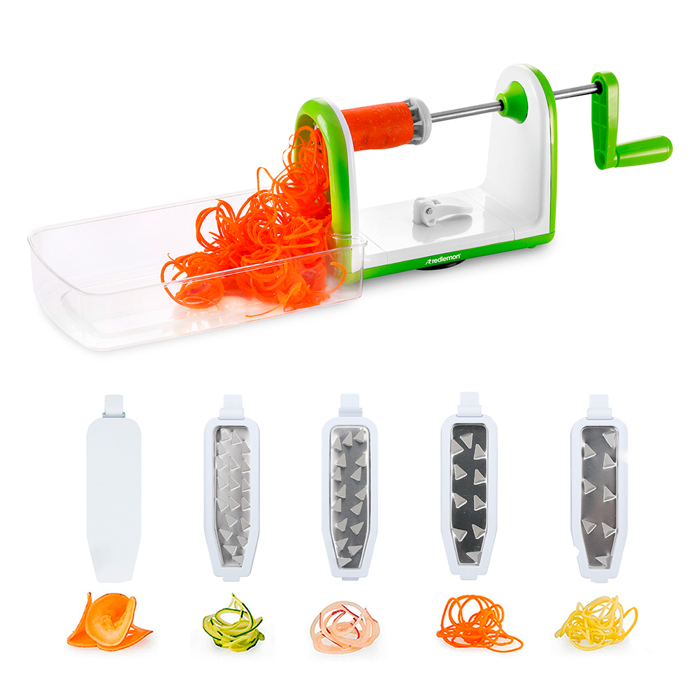 Cortador de Verduras y Fruta Espiralizador 5 Cuchillas Intercambiables Redlemon