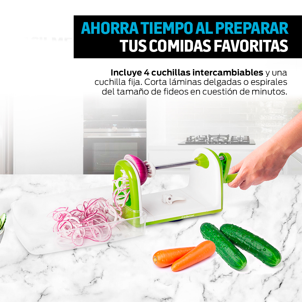 Cortador de Verduras y Fruta Espiralizador 5 Cuchillas Intercambiables Redlemon