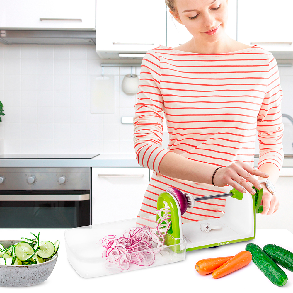 Cortador de Verduras y Fruta Espiralizador 5 Cuchillas Intercambiables Redlemon