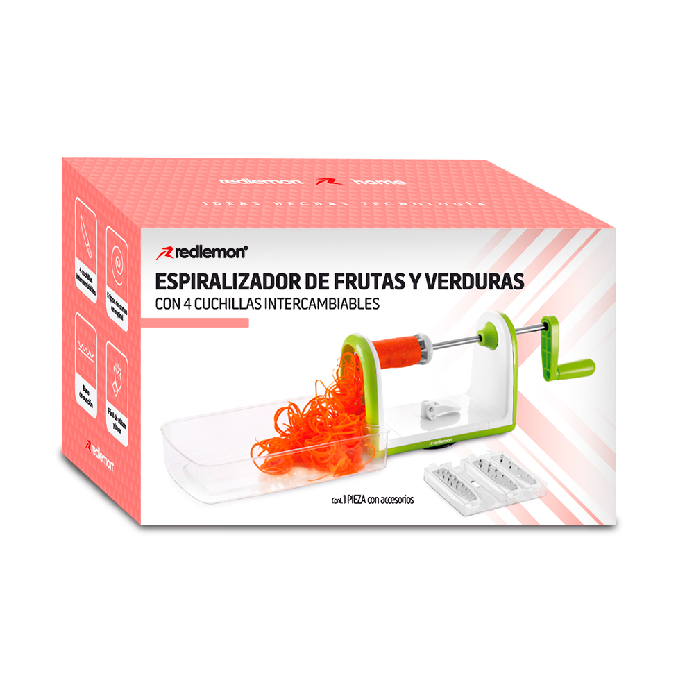 Cortador de Verduras y Fruta Espiralizador 5 Cuchillas Intercambiables Redlemon