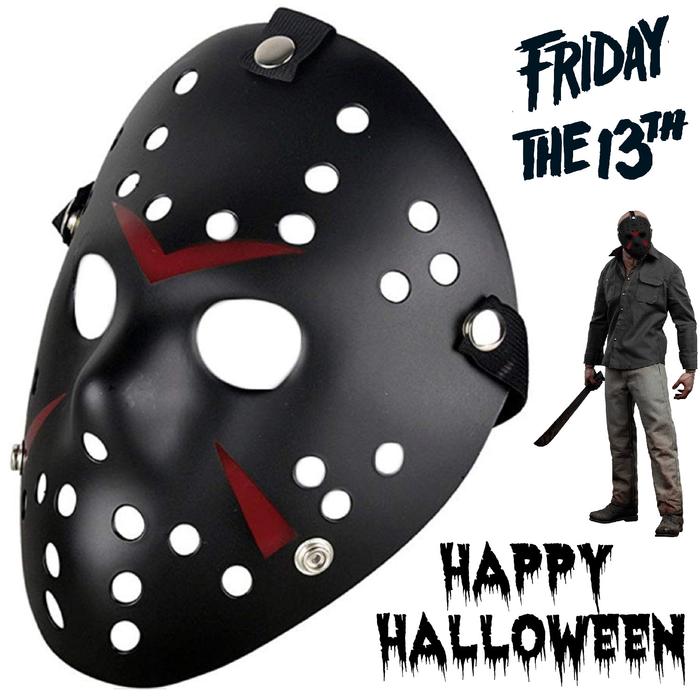 Complementos Disfraz Jason MXJBK-001-5 1 pza, 25x18 cm Plástico PVC Negro Máscara Jason Voorhees, JasonBlack