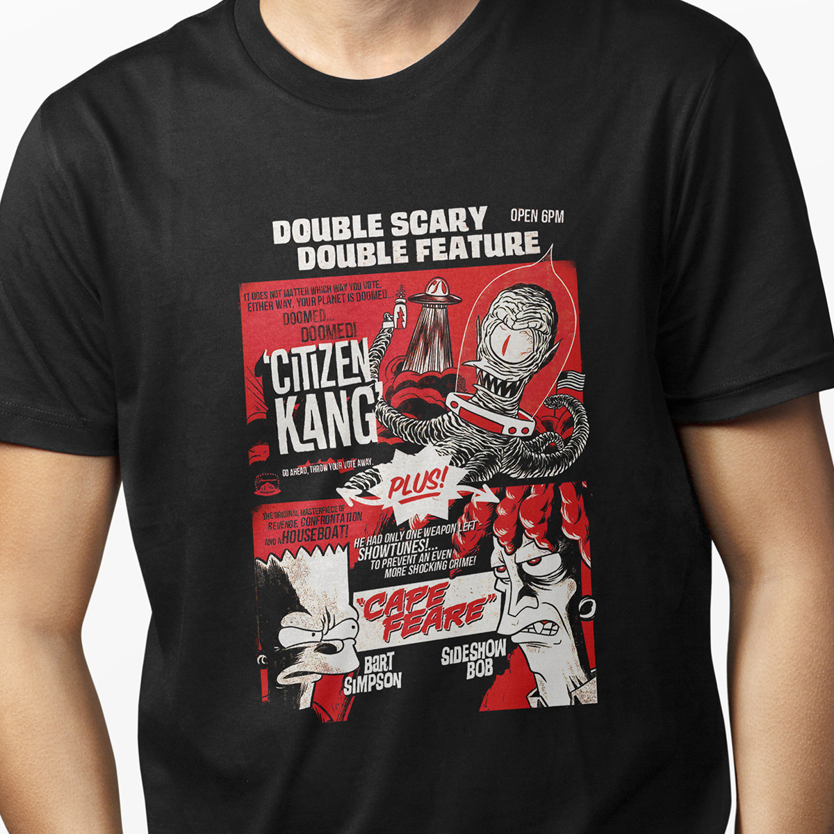 Playera Negra Para Hombre The Simpsom Bart Vs Bob Patiño