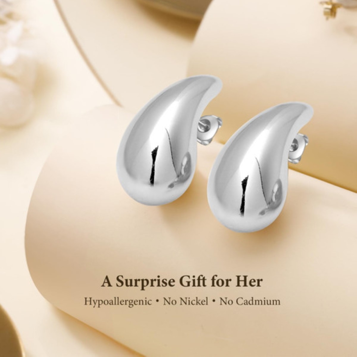 Aretes De Gota De Agua Para Mujer 1 par Plata