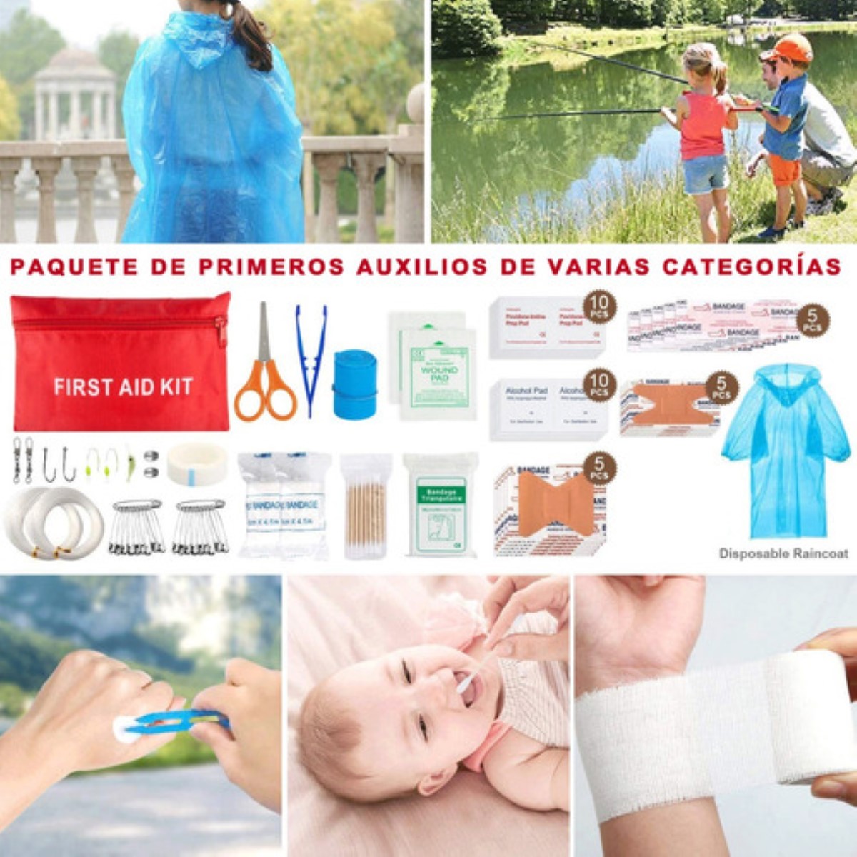 Supervivencia Completo Kits Accesorios P/ Camping Negro