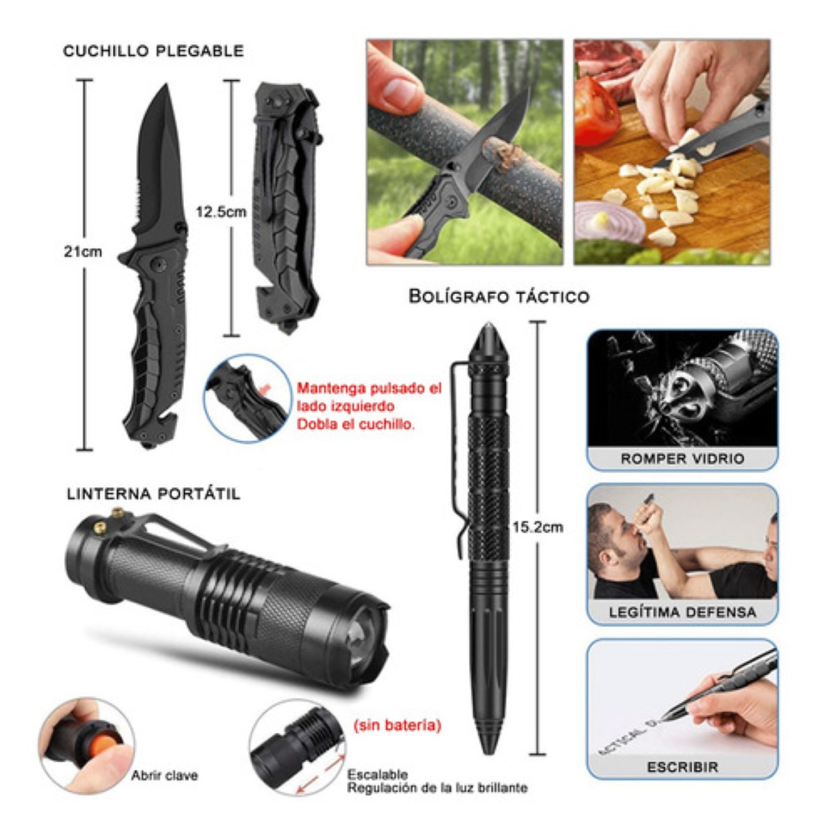 Supervivencia Completo Kits Accesorios P/ Camping Negro