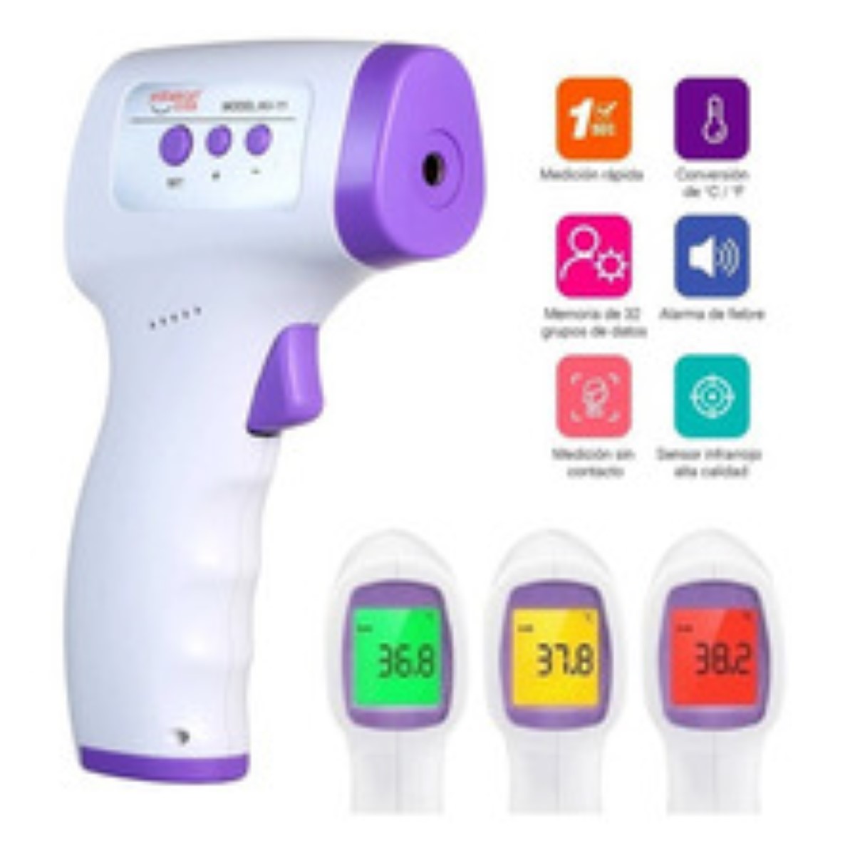 Termómetro Infrarrojo Digital Certificado Blanco/Morado