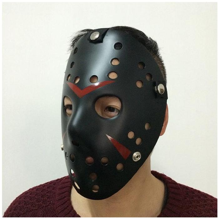 Halloween Disfraz de Miedo MXJBK-004-3 4 pzas, 25x18 cm Plástico PVC Negro Máscara Jason Voorhees, JasonBlack